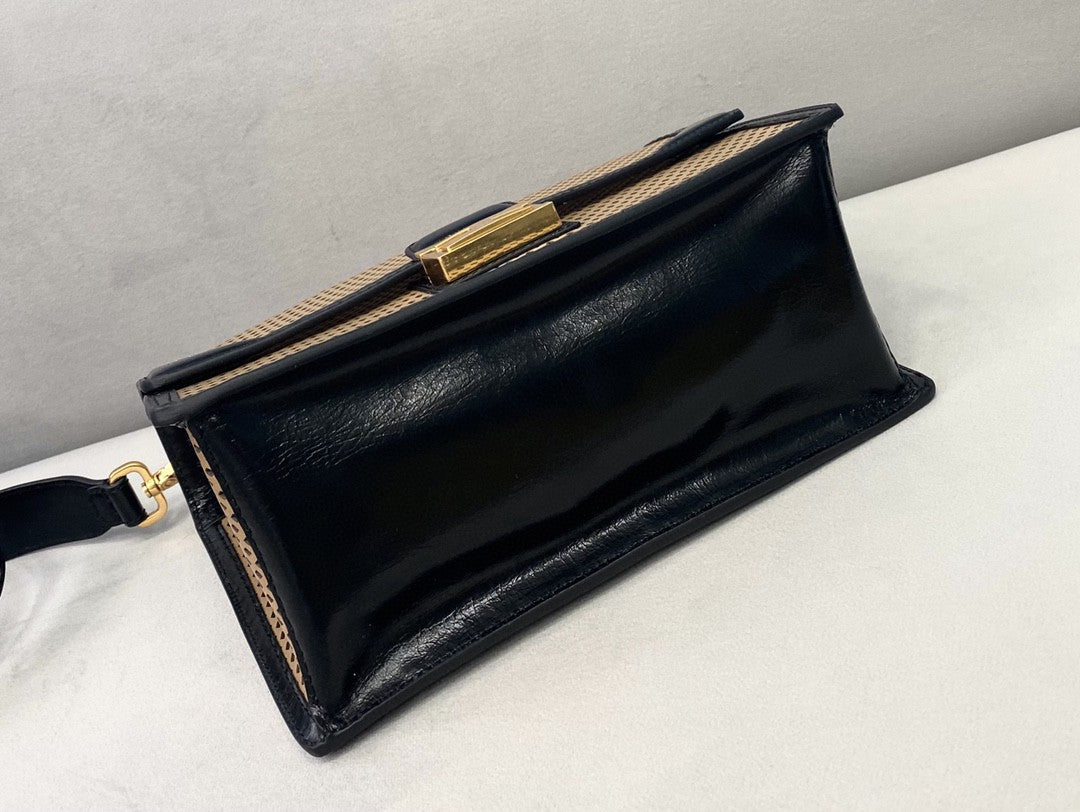 FI MeGLAMIum Kan U Black and Brown Bag For Woman 25cm/10in