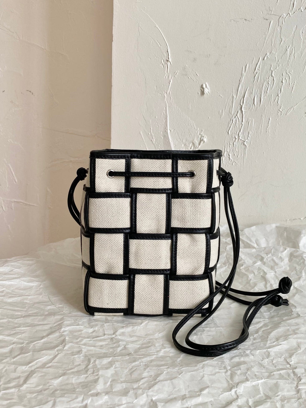 GLAMI Cassette Bucket Bag Beige And Black, For Women, Bags 5.5in/18cm 714608VMBN39811