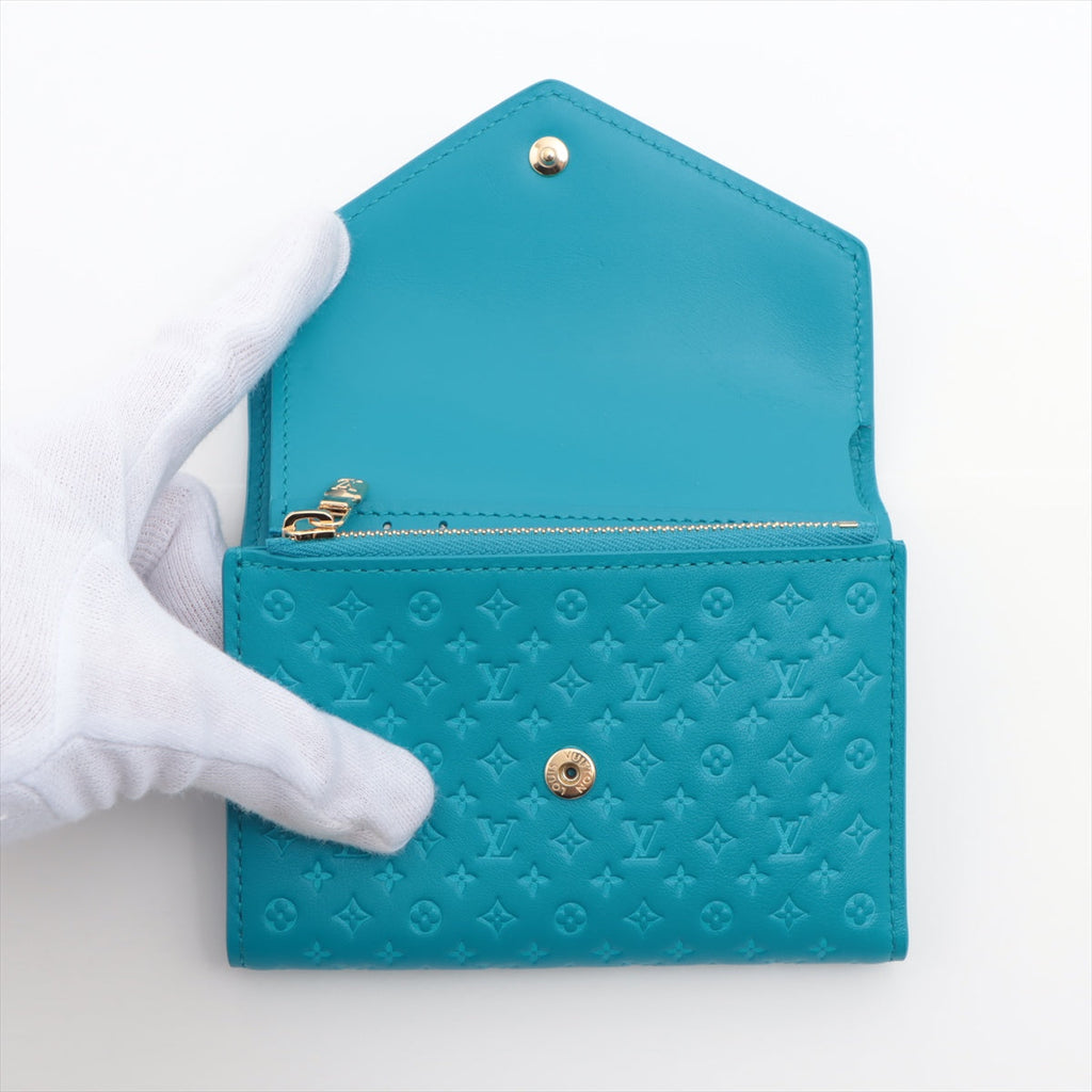 Louis Vuitton Nanograms Portefolio Victoria M82314 Blue Compact Wallet