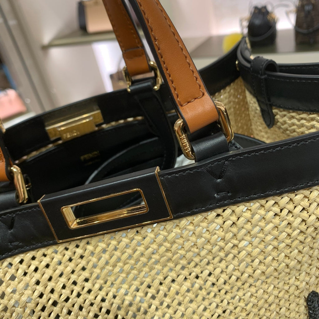 FI GlamI X-tote MeGLAMIum Woven Straw Tote Bag For Women, Handbags 16.1in/41cm FF
