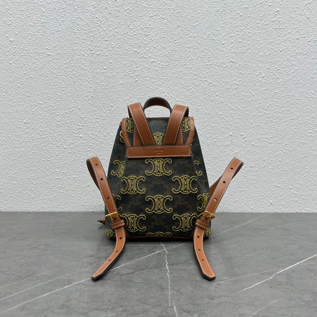 GLAMI Mini Backpack Folco In Triomphe Canvas With Triomphe Heart Embroidery Brown For Women 8in/20cm 197662EF3.04LU