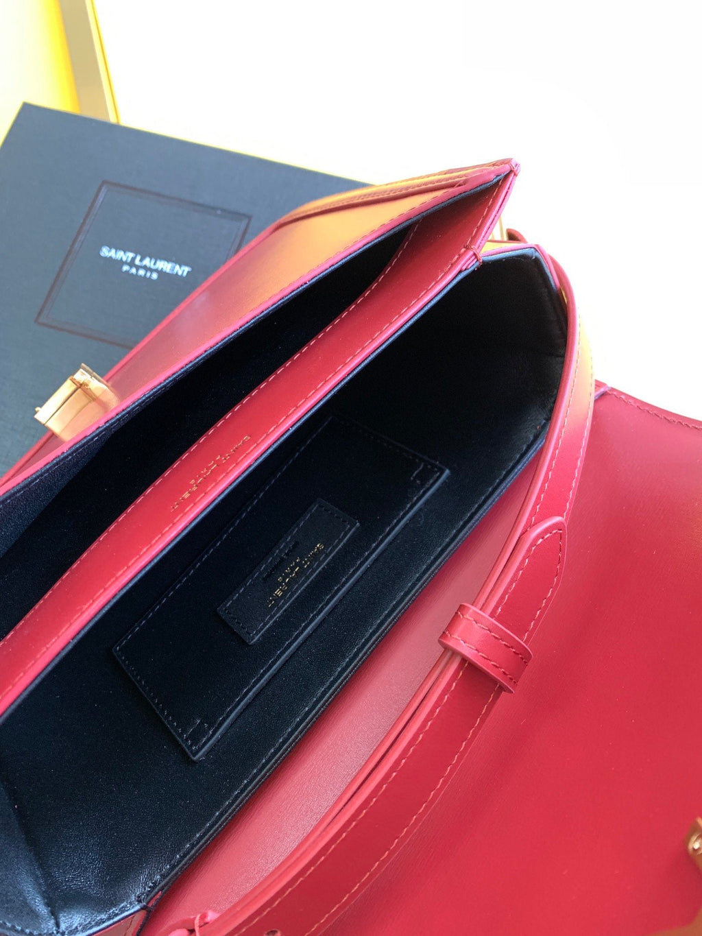 GLAMI Solferino MeGLAMIum Satchel Bag In Box Red With Gold Hardware For Women 9in/23cm YSL 6343050SX0W6805