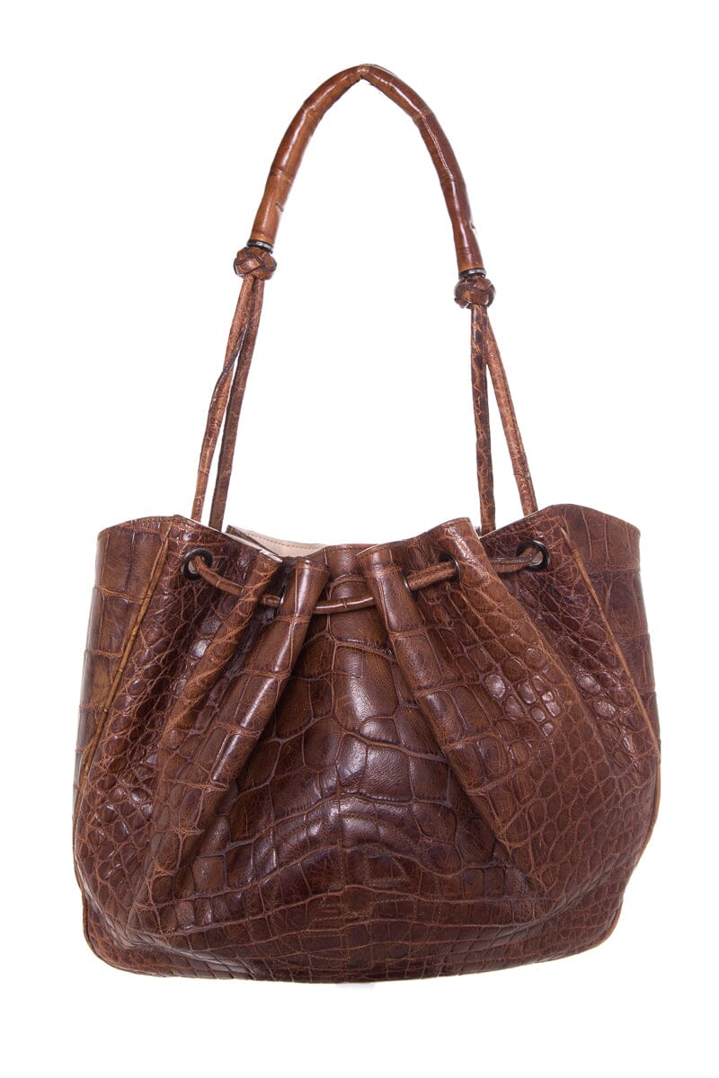 Giorgio Armani Brown 2000's Croc Handbag