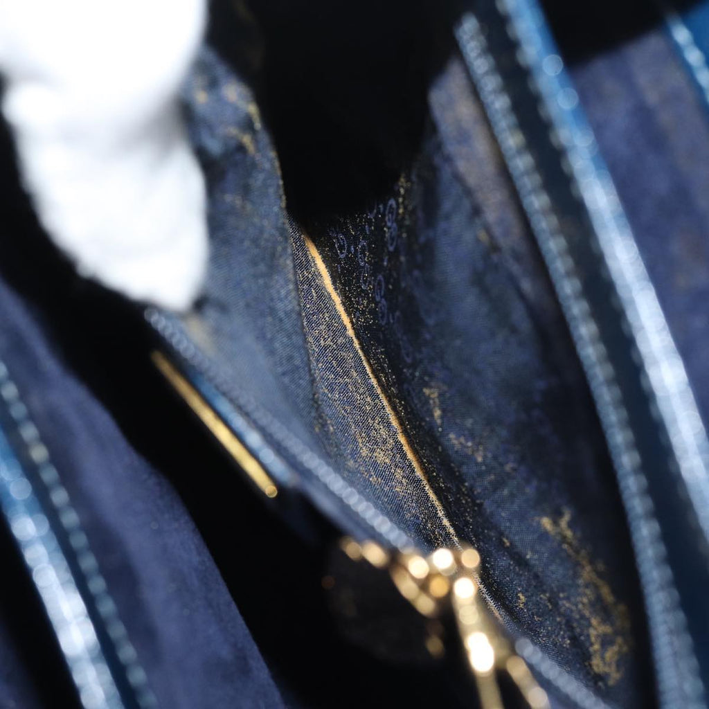 GUCCI Shoulder Bag Leather Navy 80069