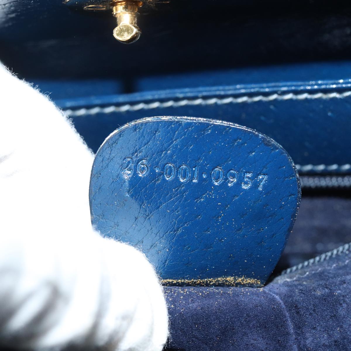 GUCCI Shoulder Bag Leather Navy 80069