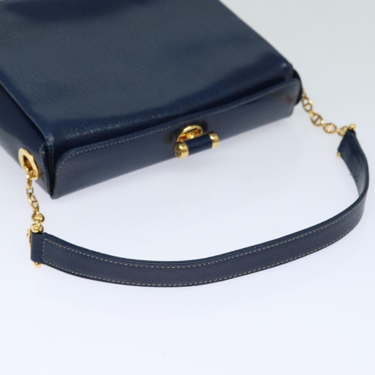 GUCCI Shoulder Bag Leather Navy 80069