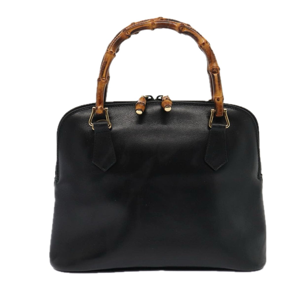 GUCCI Bamboo Hand Bag Leather 2way Black 000 122 0290 80072