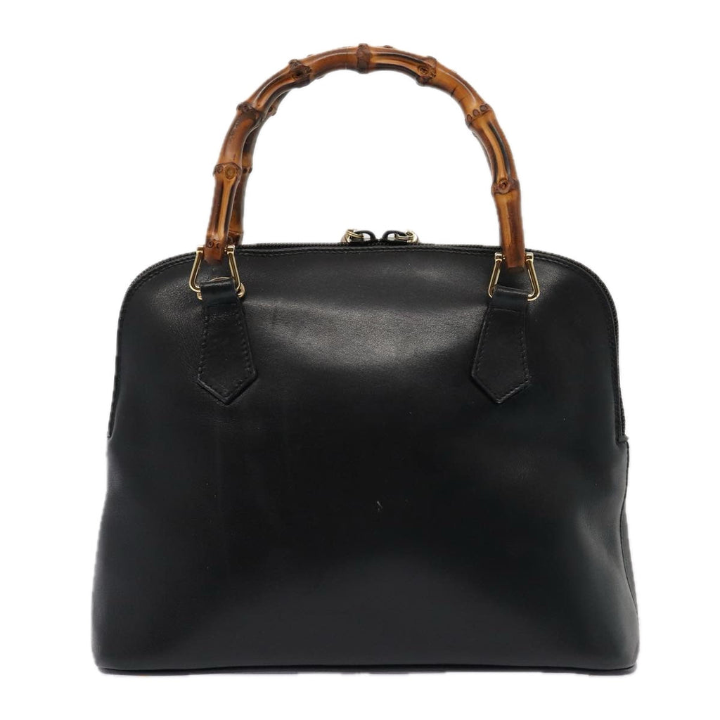 GUCCI Bamboo Hand Bag Leather 2way Black 000 122 0290 80072