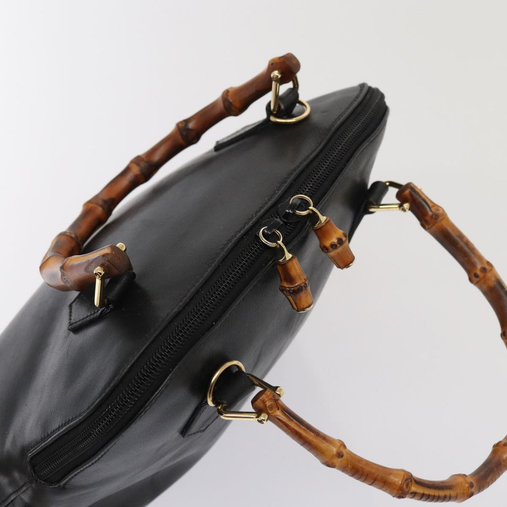GUCCI Bamboo Hand Bag Leather 2way Black 000 122 0290 80072
