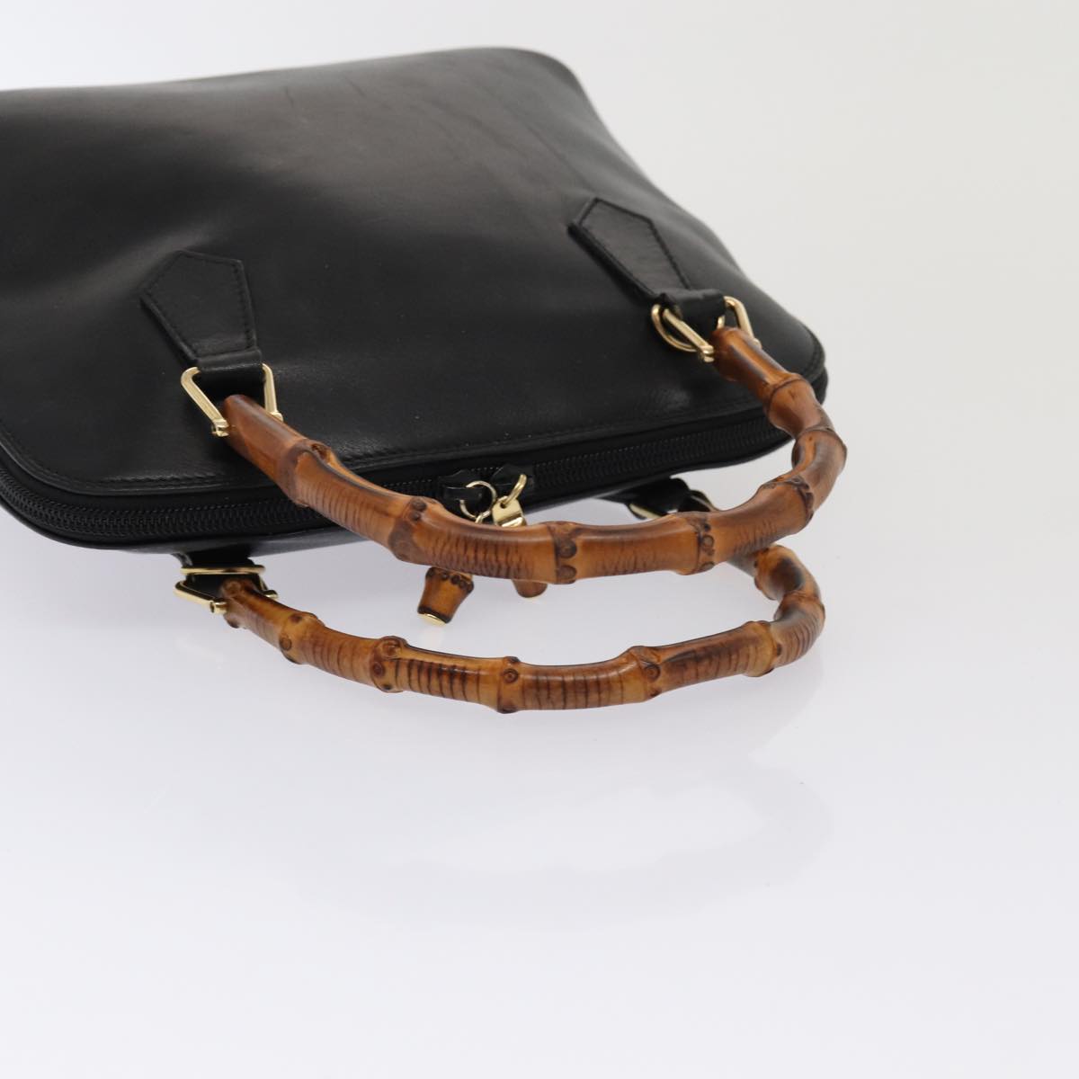 GUCCI Bamboo Hand Bag Leather 2way Black 000 122 0290 80072