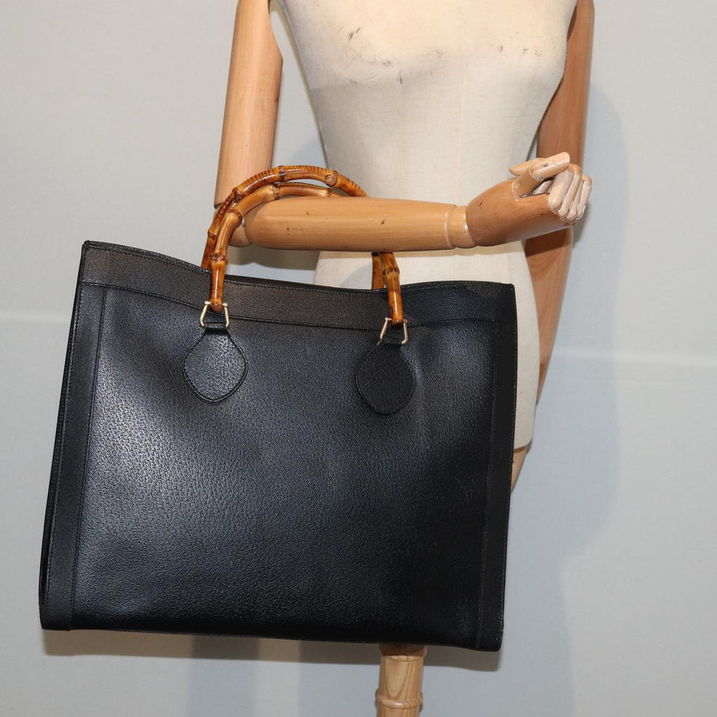 GUCCI Bamboo Hand Bag Leather Black 002 1186 0259 80116