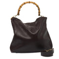 GUCCI Bamboo Shoulder Bag Leather 2way Brown 001 2123 1577 80117