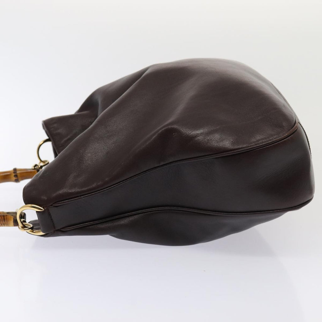 GUCCI Bamboo Shoulder Bag Leather 2way Brown 001 2123 1577 80117