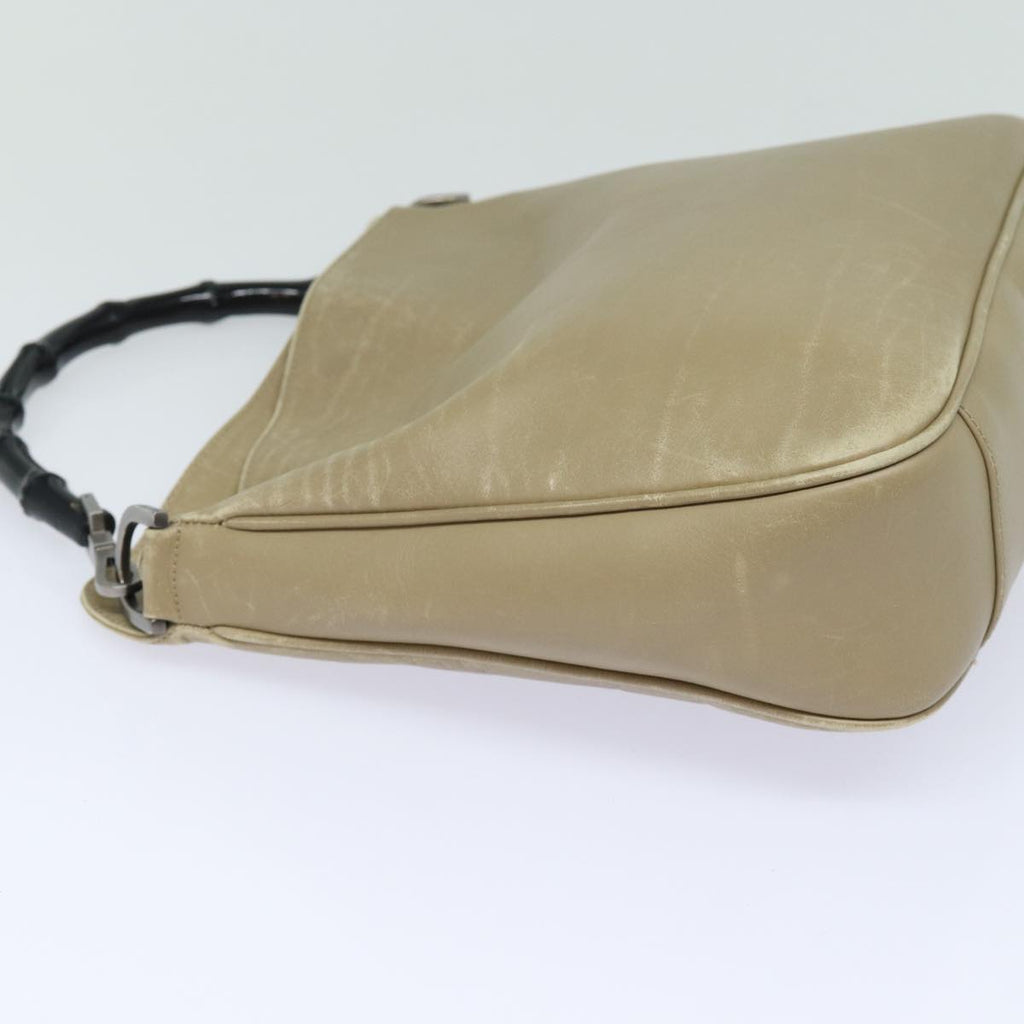 GUCCI Bamboo Shoulder Bag Leather Beige 80119