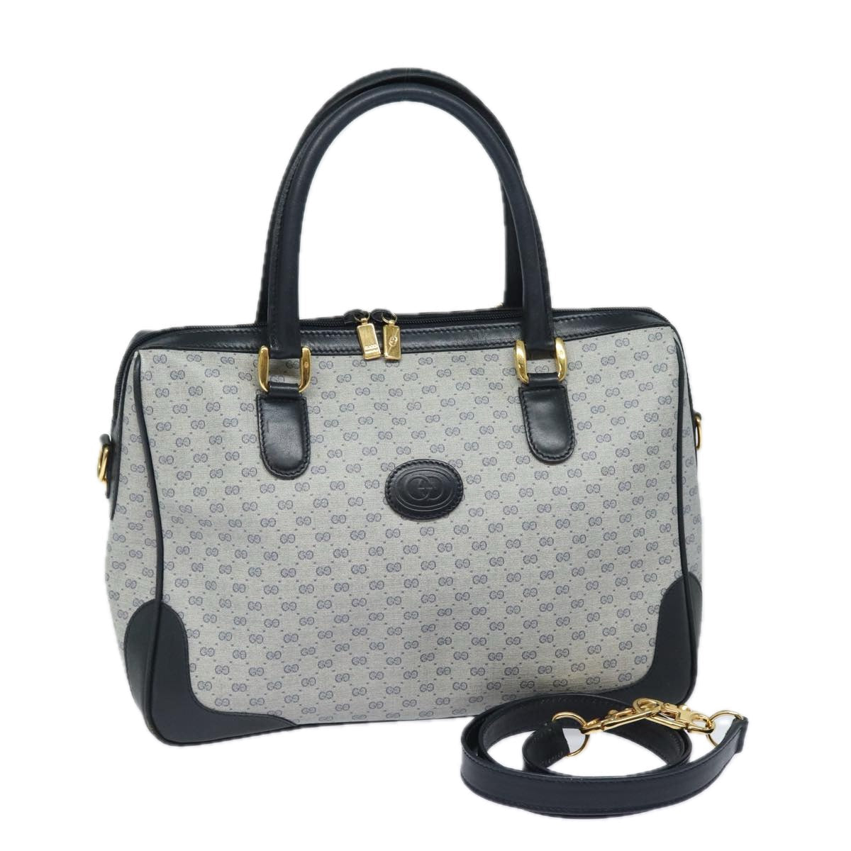GUCCI Micro GG Supreme Hand Bag PVC 2way Navy 002 122 0033 80122
