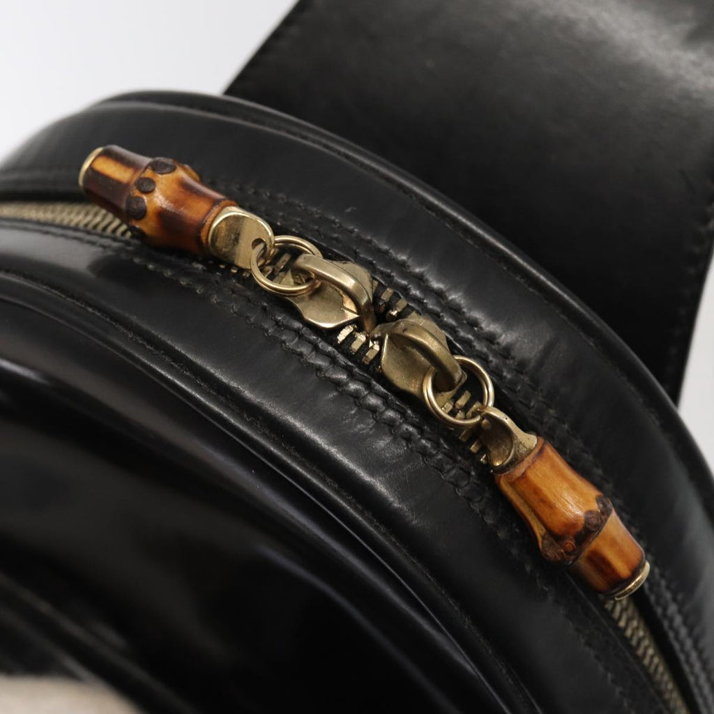 GUCCI Bamboo Body Bag Enamel Black 003 3444 0127 80123