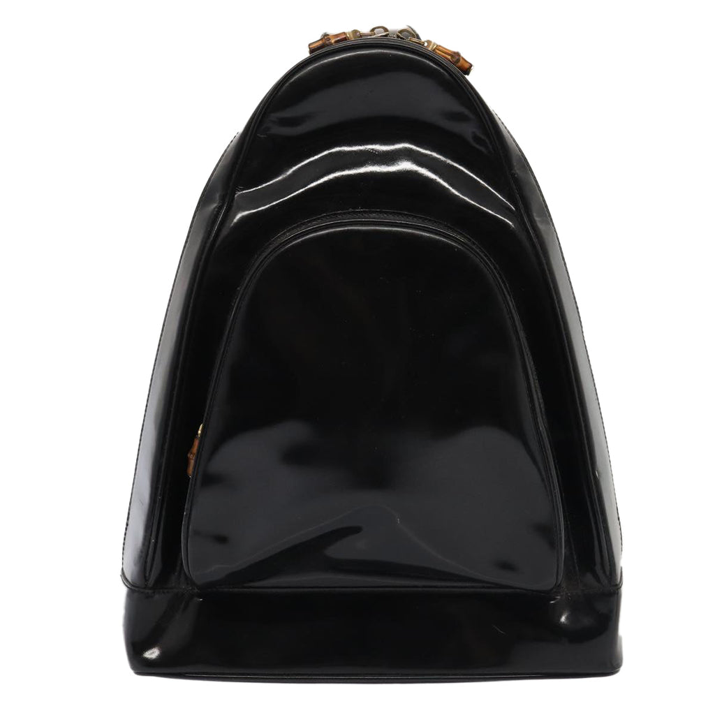 GUCCI Bamboo Body Bag Enamel Black 003 3444 0127 80123