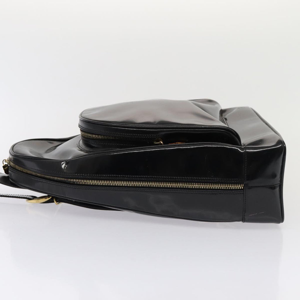 GUCCI Bamboo Body Bag Enamel Black 003 3444 0127 80123