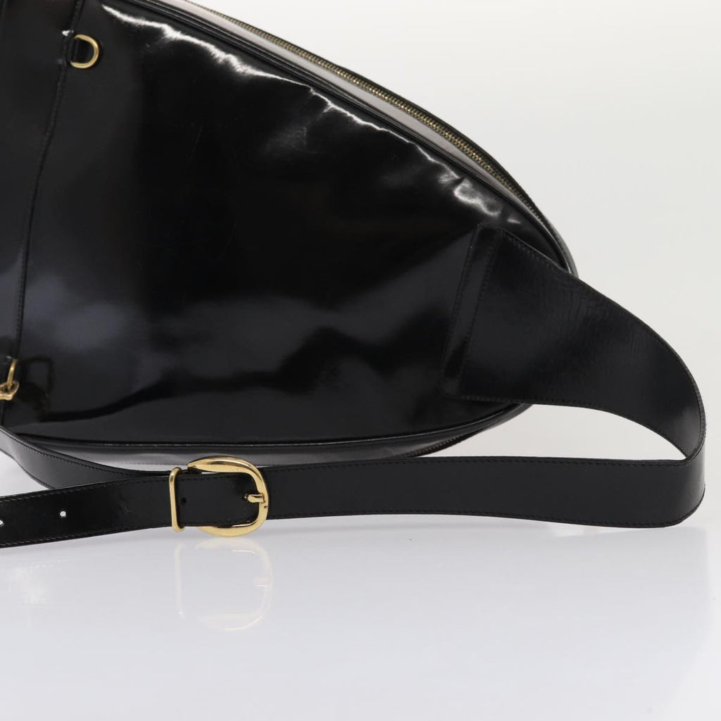 GUCCI Bamboo Body Bag Enamel Black 003 3444 0127 80123
