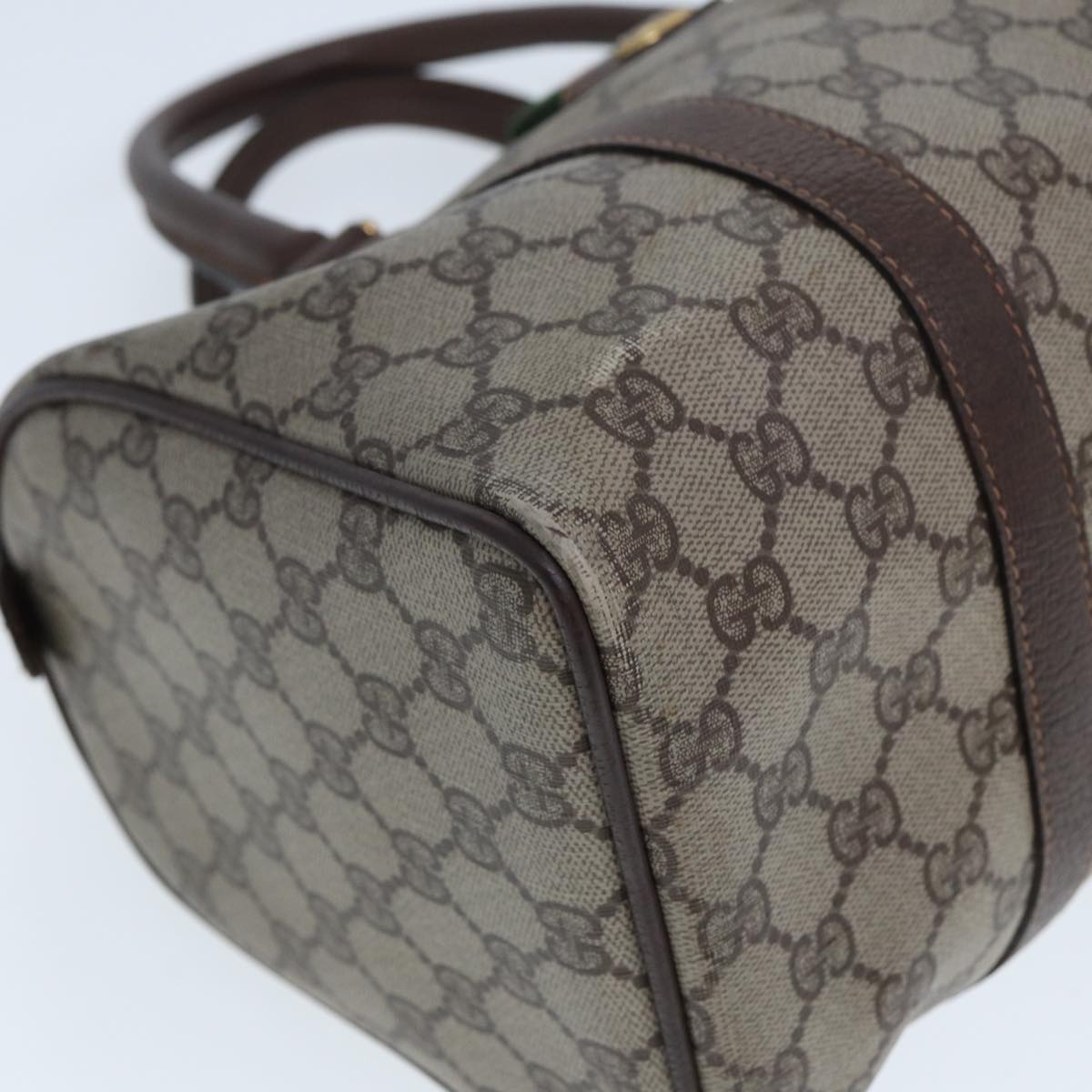 GUCCI GG Supreme Web Sherry Line Boston Bag PVC Beige Red 40 02 007 80124