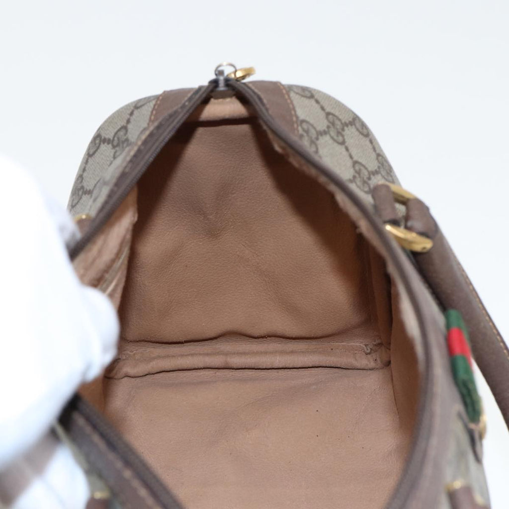 GUCCI GG Supreme Web Sherry Line Boston Bag PVC Beige Red 40 02 007 80124