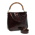 GUCCI Bamboo Shoulder Bag Enamel 2way Brown 001 1705 1638 80127