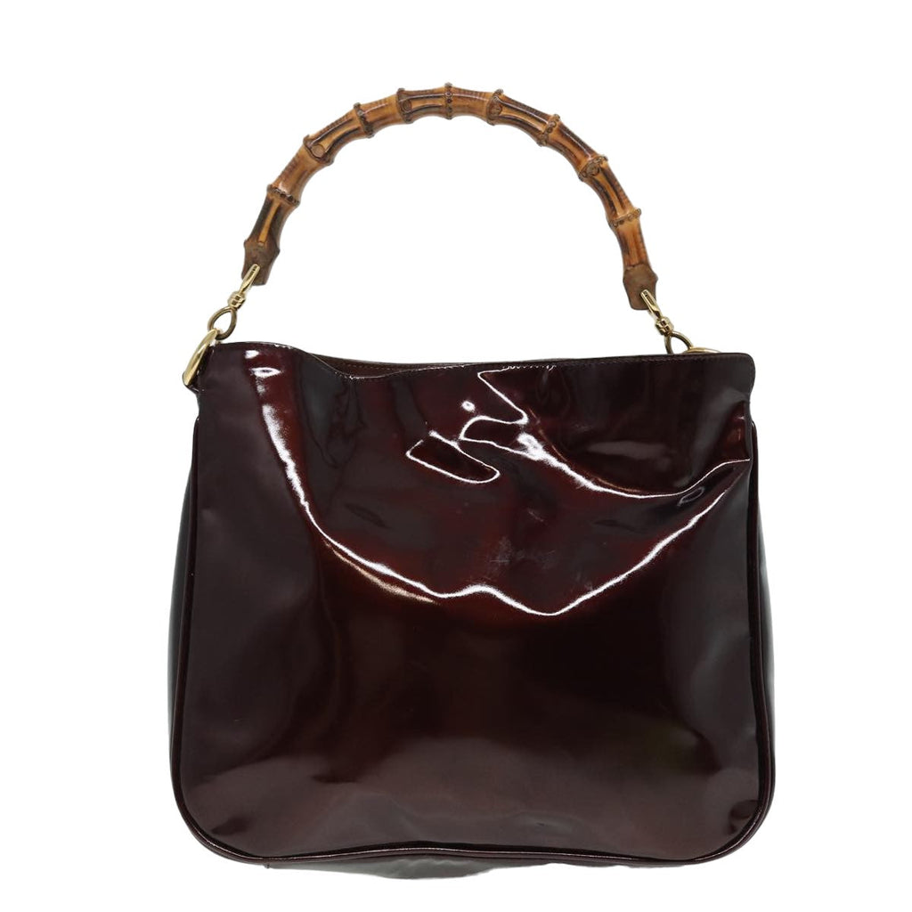 GUCCI Bamboo Shoulder Bag Enamel 2way Brown 001 1705 1638 80127