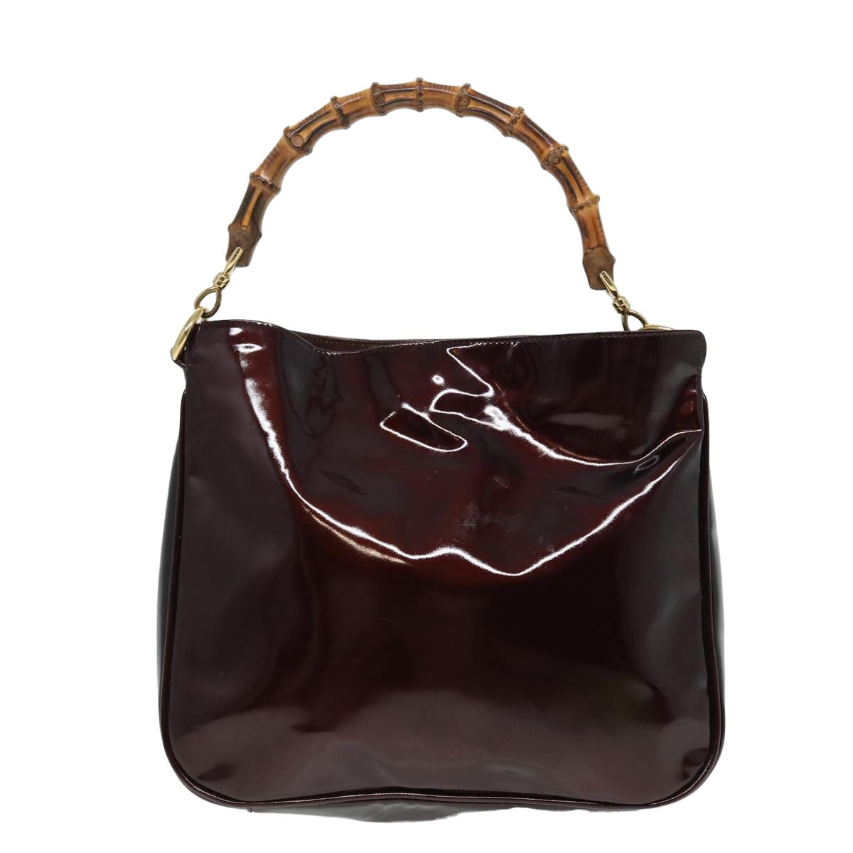 GUCCI Bamboo Shoulder Bag Enamel 2way Brown 001 1705 1638 80127