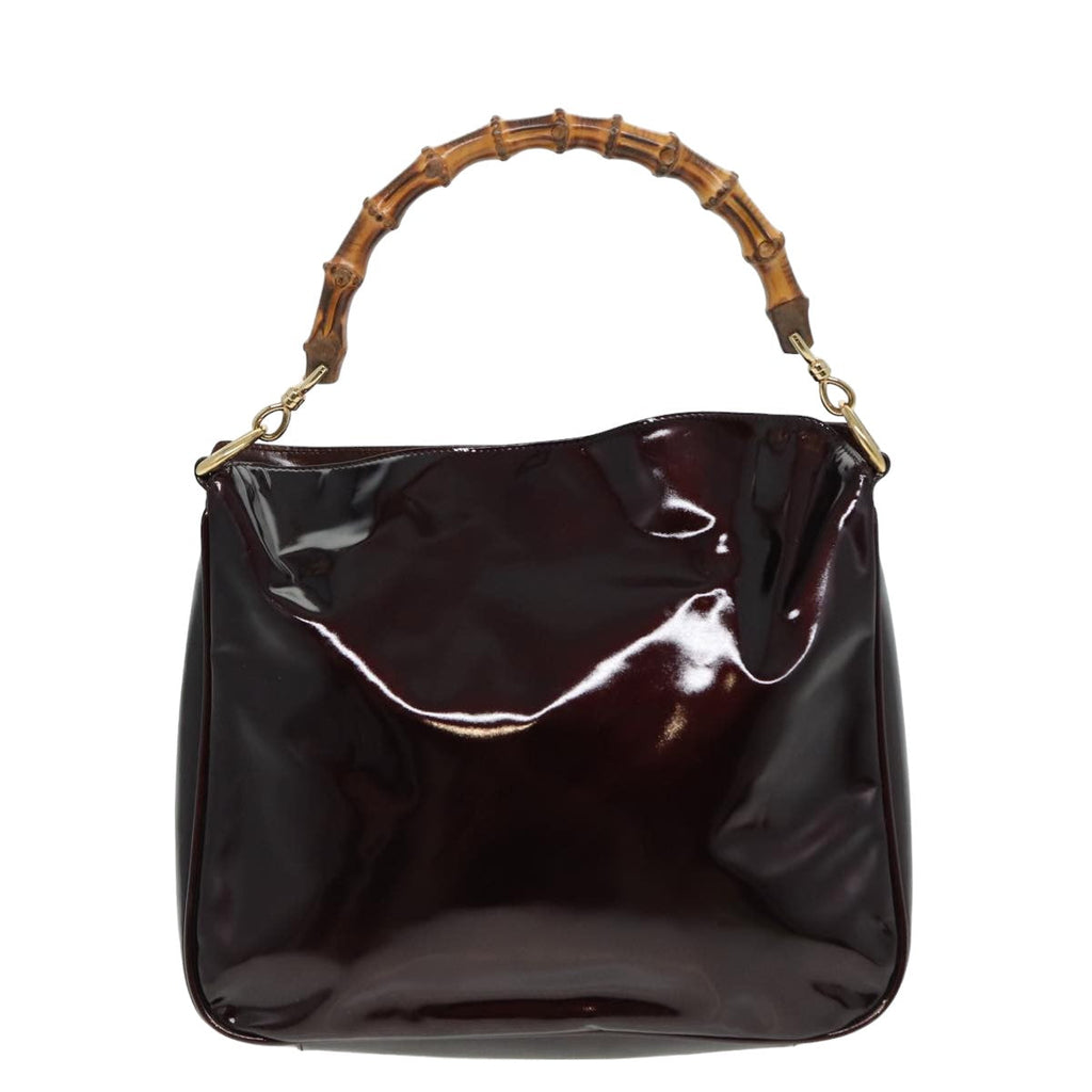 GUCCI Bamboo Shoulder Bag Enamel 2way Brown 001 1705 1638 80127