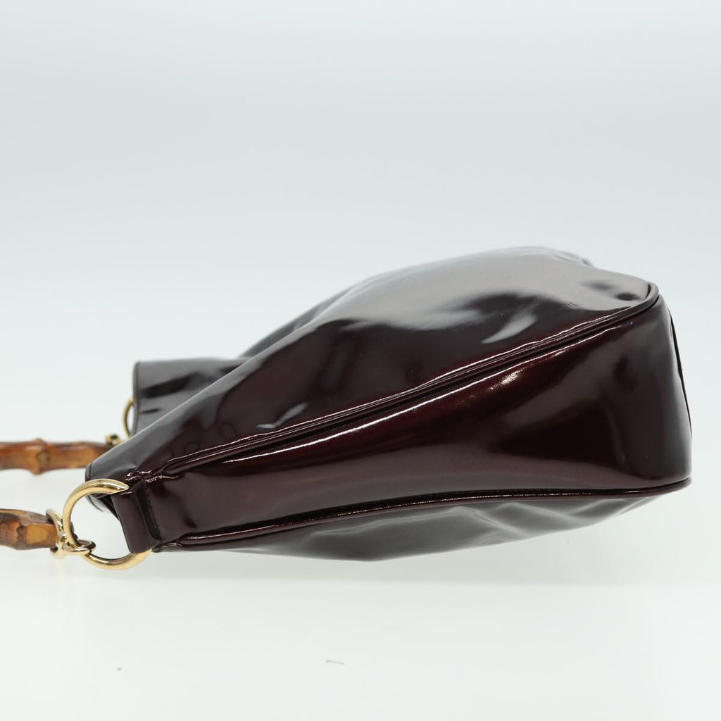 GUCCI Bamboo Shoulder Bag Enamel 2way Brown 001 1705 1638 80127