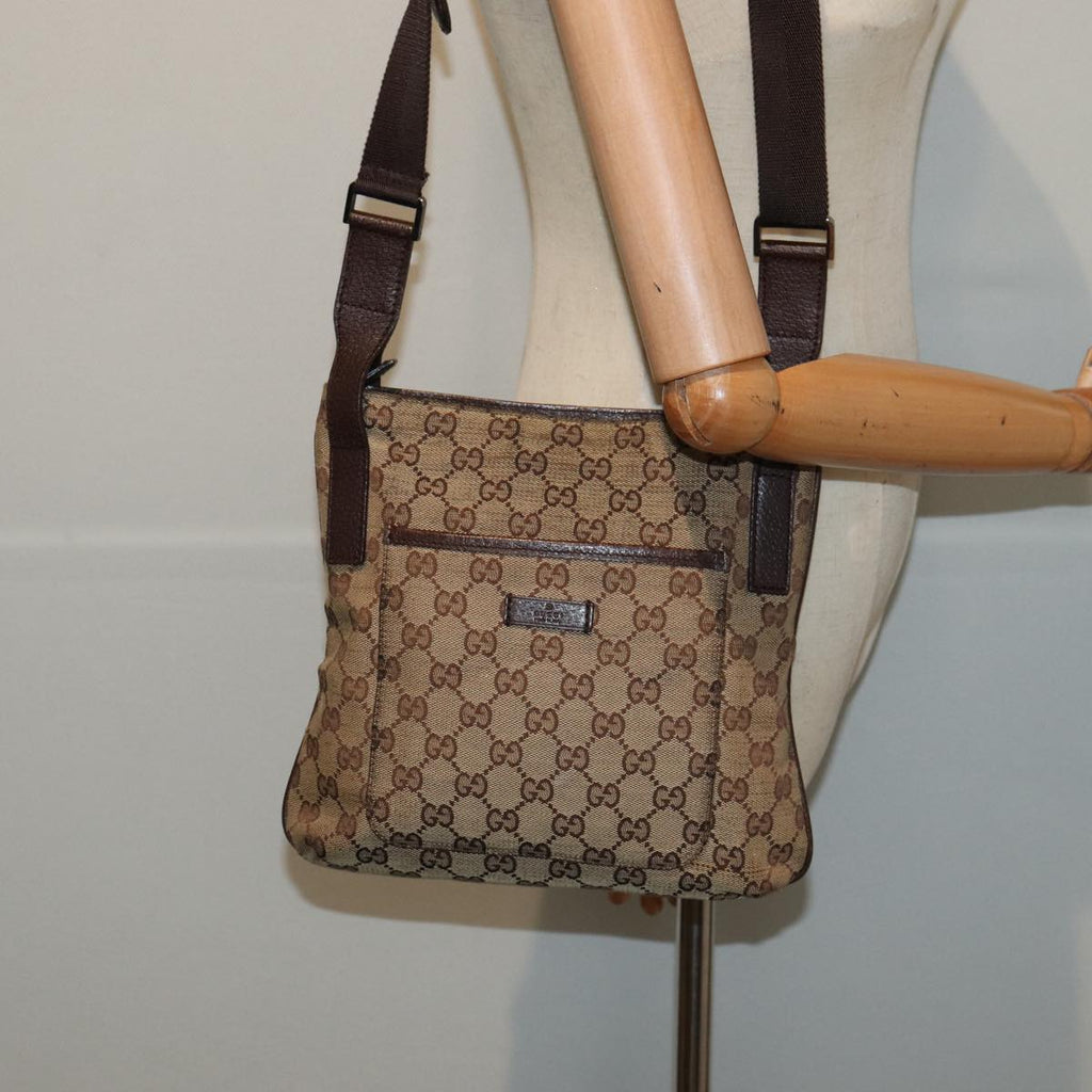 GUCCI GG Canvas Shoulder Bag Beige 122793 80131