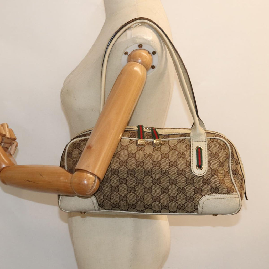 GUCCI GG Canvas Web Sherry Line Shoulder Bag Beige Red Green 161720 80133