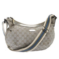 GUCCI GG Canvas Sherry Line Shoulder Bag Silver Gray 181092 80134