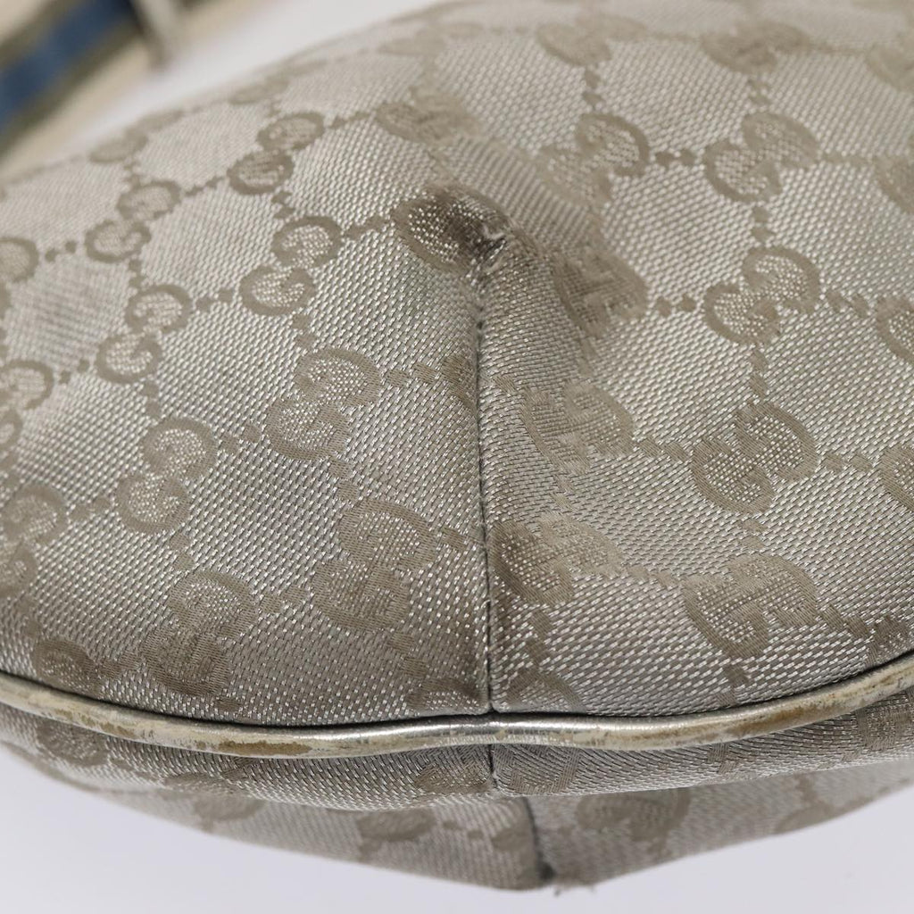 GUCCI GG Canvas Sherry Line Shoulder Bag Silver Gray 181092 80134