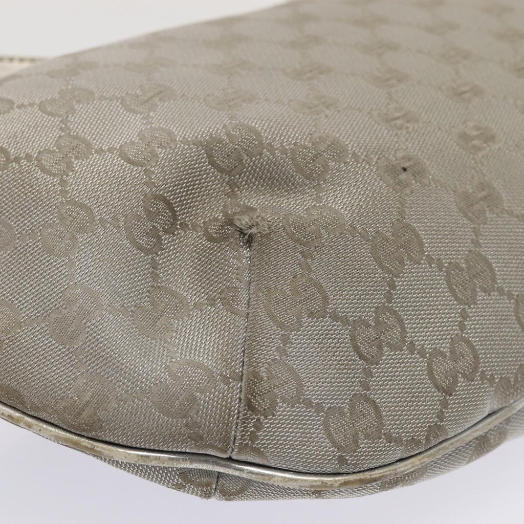 GUCCI GG Canvas Sherry Line Shoulder Bag Silver Gray 181092 80134