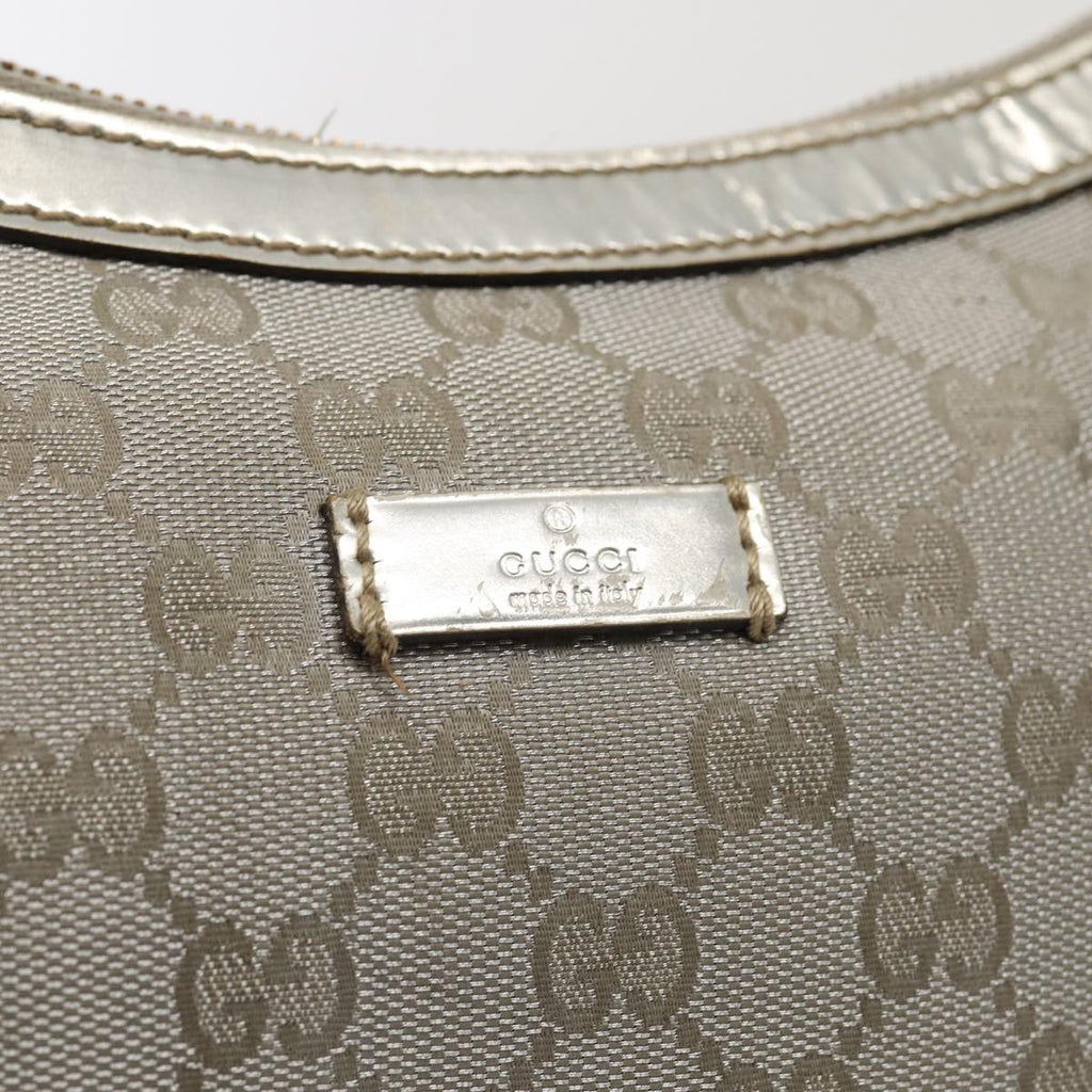GUCCI GG Canvas Sherry Line Shoulder Bag Silver Gray 181092 80134