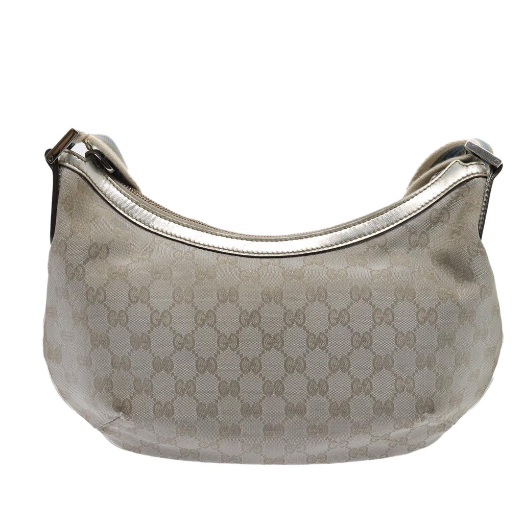 GUCCI GG Canvas Sherry Line Shoulder Bag Silver Gray 181092 80134