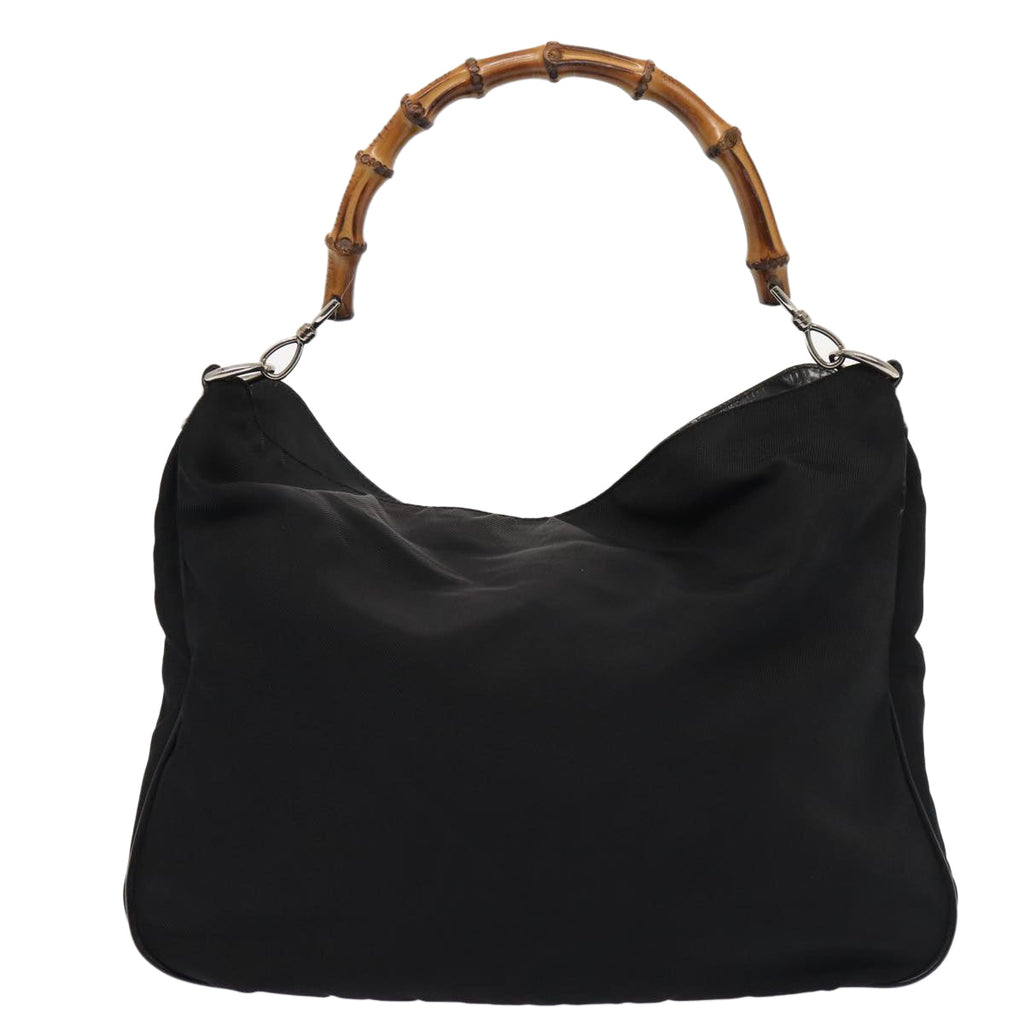 GUCCI Bamboo Shoulder Bag Nylon 2way Black 001 1577 80137