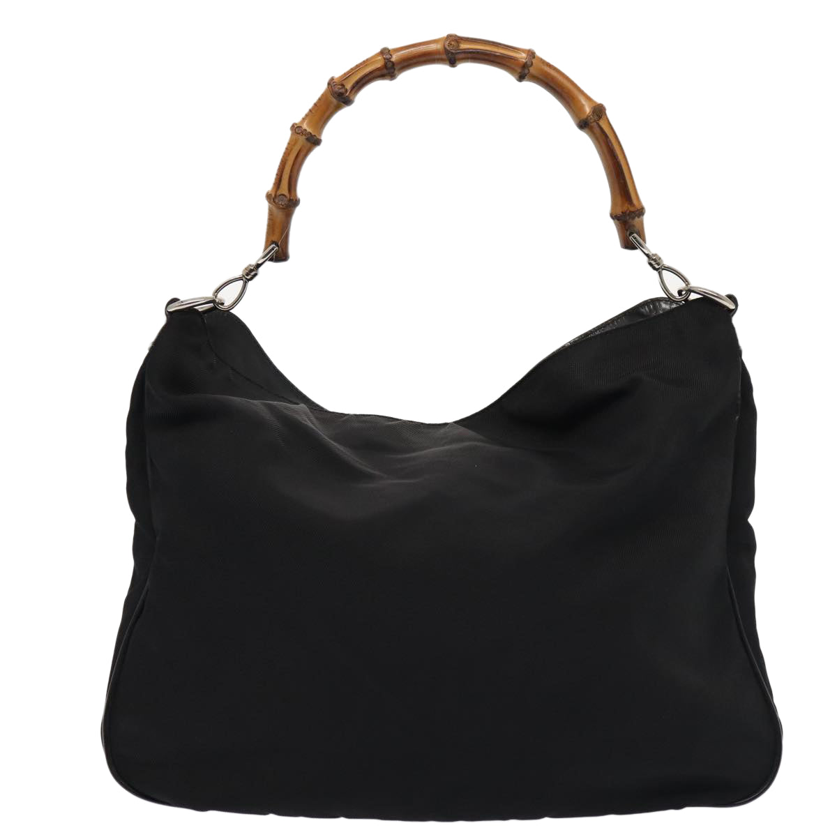 GUCCI Bamboo Shoulder Bag Nylon 2way Black 001 1577 80137