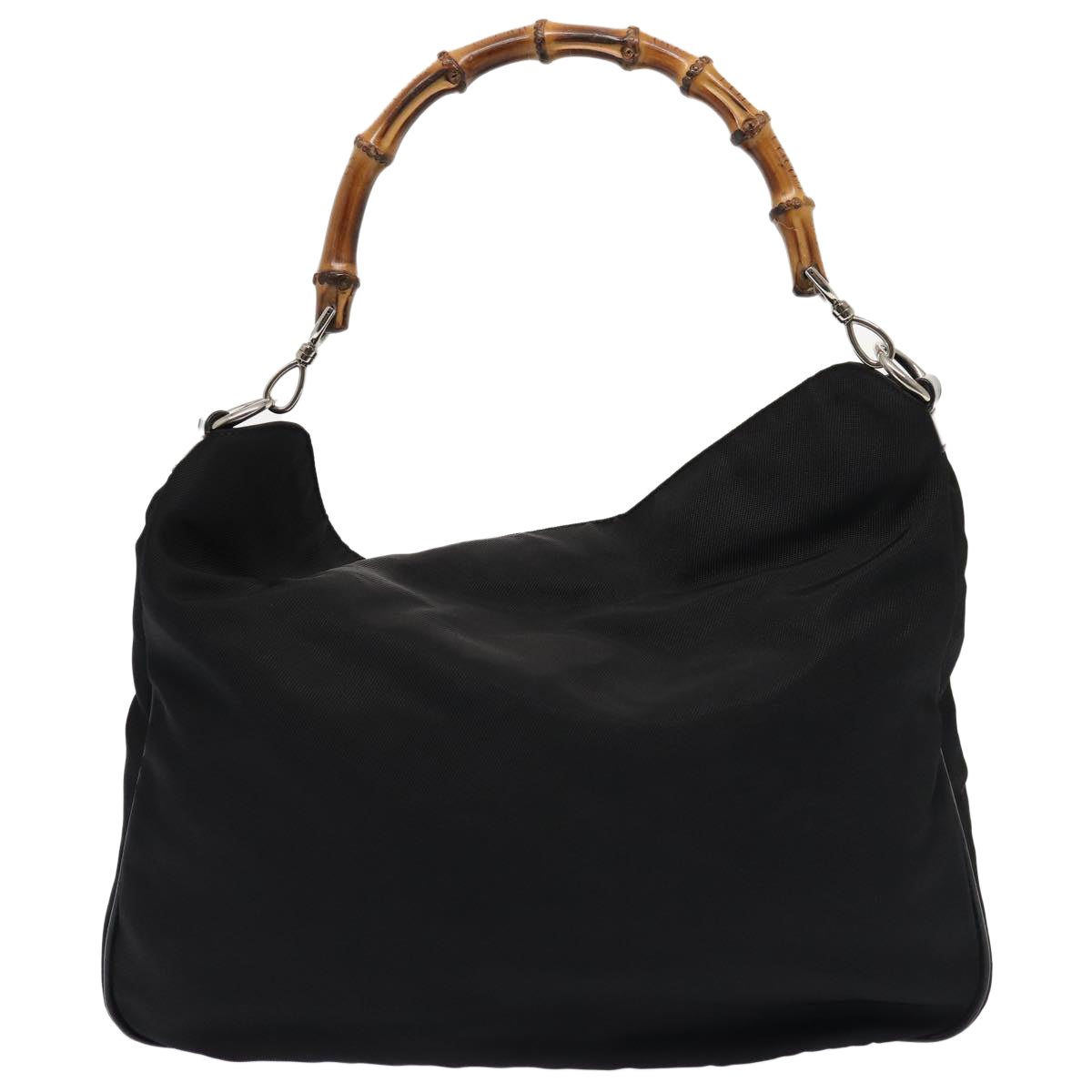 GUCCI Bamboo Shoulder Bag Nylon 2way Black 001 1577 80137
