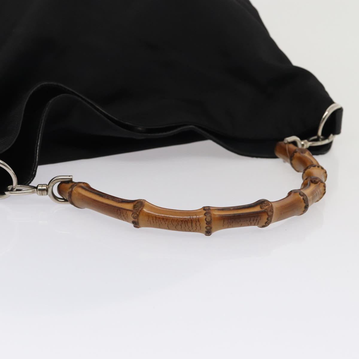 GUCCI Bamboo Shoulder Bag Nylon 2way Black 001 1577 80137