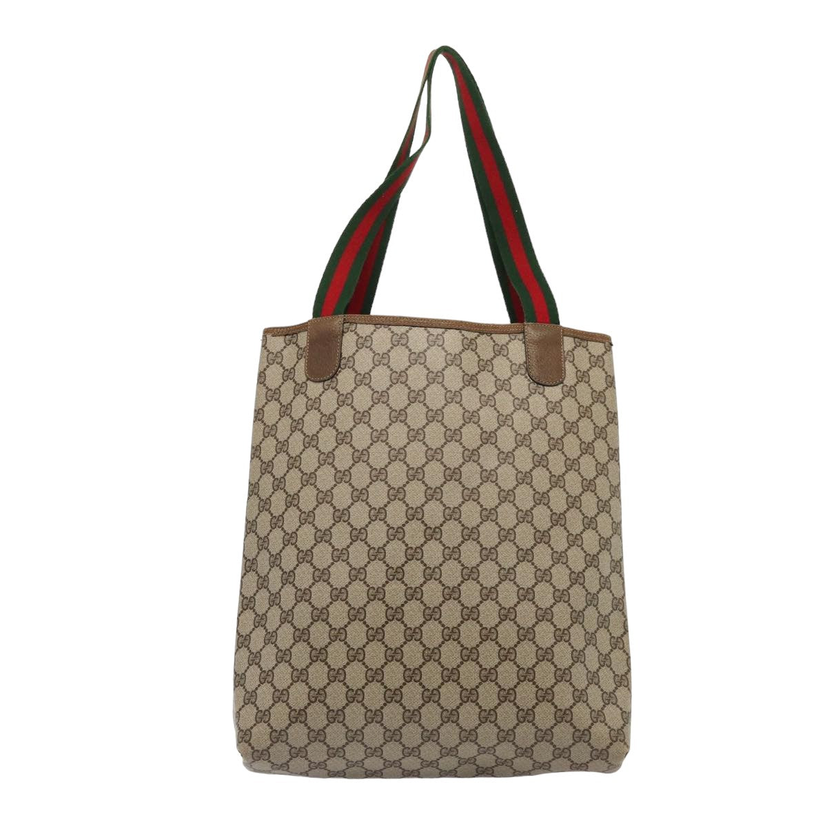 GUCCI GG Supreme Web Sherry Line Tote Bag PVC Beige Red 39 02 003 80138