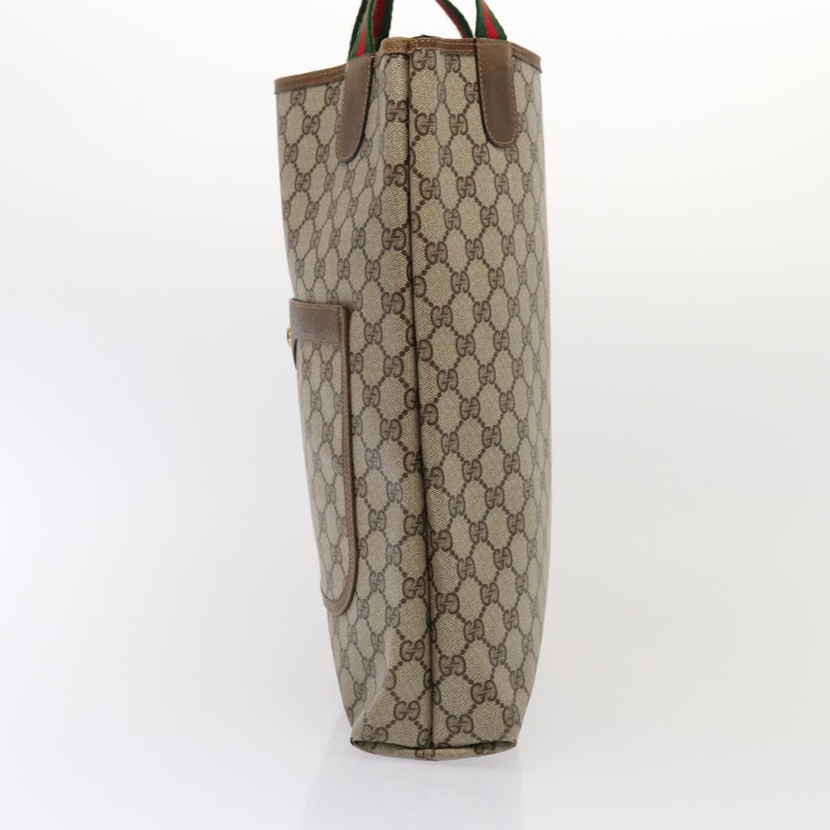 GUCCI GG Supreme Web Sherry Line Tote Bag PVC Beige Red 39 02 003 80138
