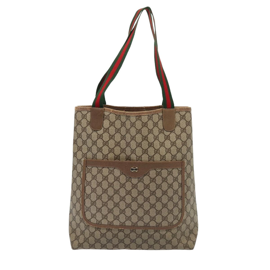 GUCCI GG Supreme Web Sherry Line Tote Bag PVC Beige Red 39 02 003 80139