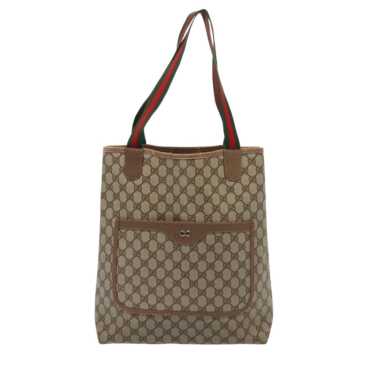 GUCCI GG Supreme Web Sherry Line Tote Bag PVC Beige Red 39 02 003 80139