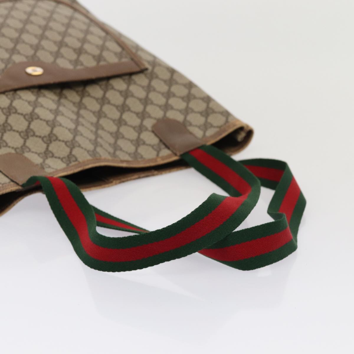 GUCCI GG Supreme Web Sherry Line Tote Bag PVC Beige Red 39 02 003 80139