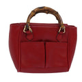 GUCCI Bamboo Hand Bag Leather Red 80172