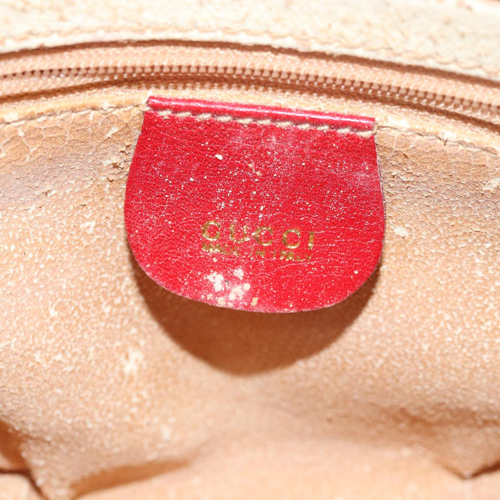 GUCCI Bamboo Hand Bag Leather Red 80172