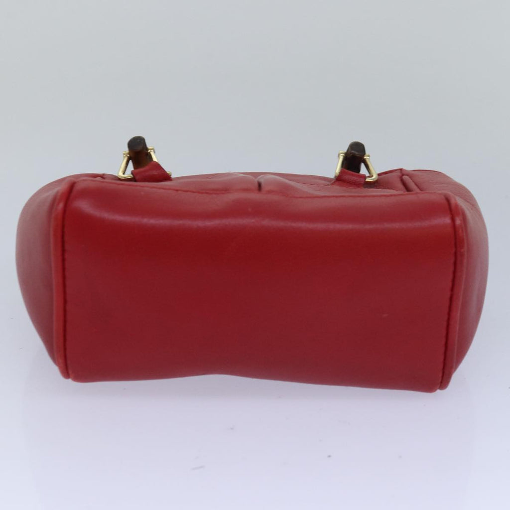 GUCCI Bamboo Hand Bag Leather Red 80172