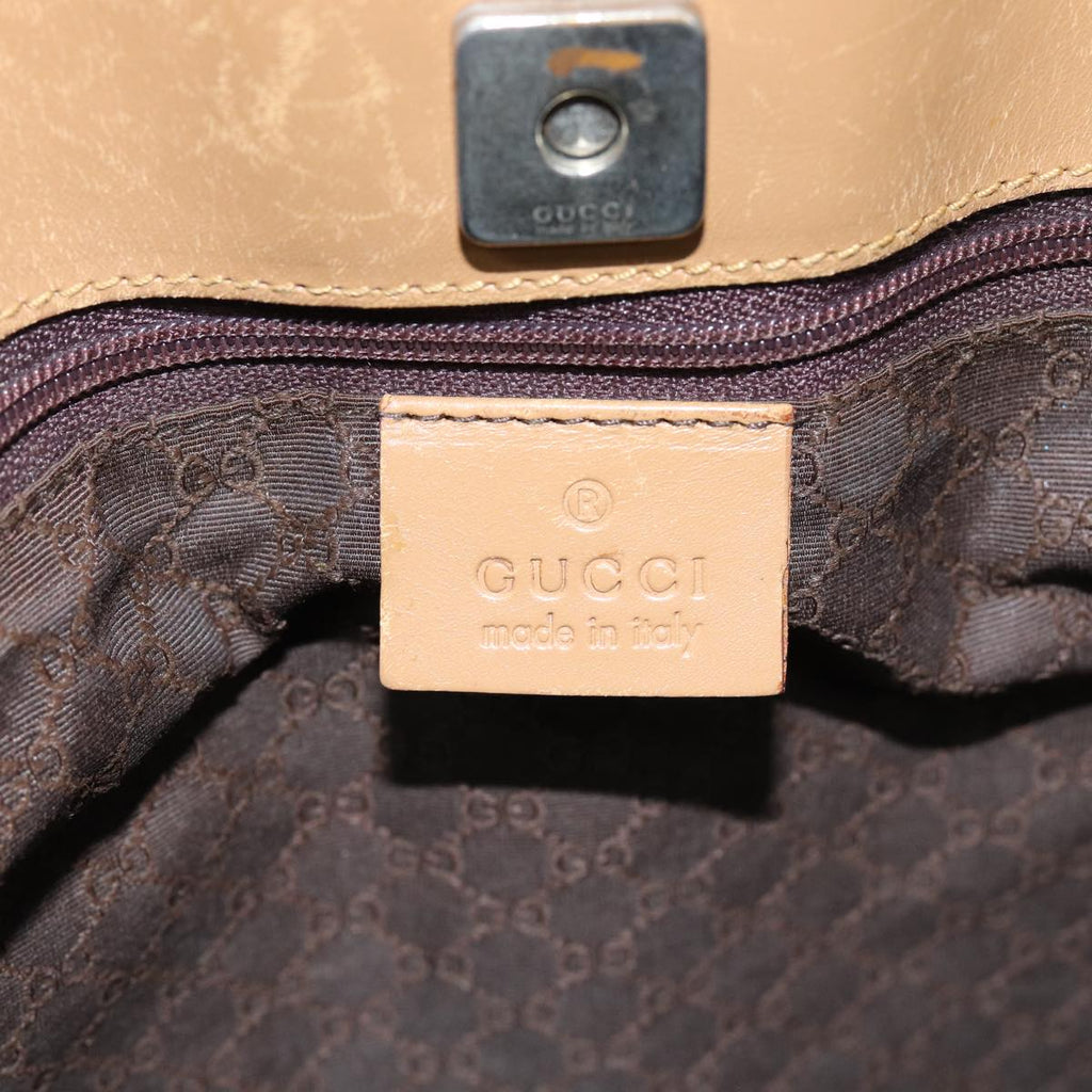 GUCCI Hand Bag Leather Beige 80175